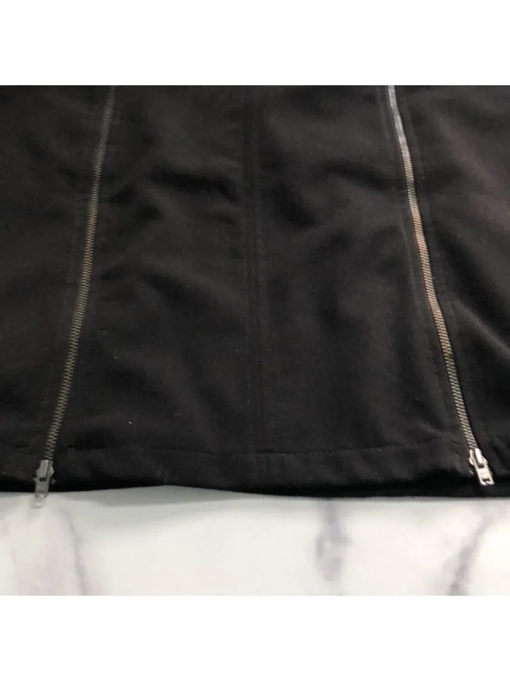 Zara TRF Double Zip Up Black Pencil Mini Skirt Size 8